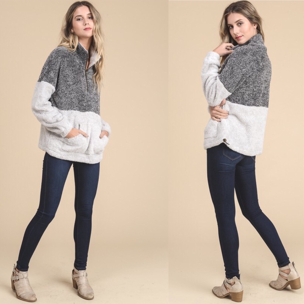 ✨1 Large Left✨Comfy Charcoal Fuzzy Sweater - Picture 5 of 5